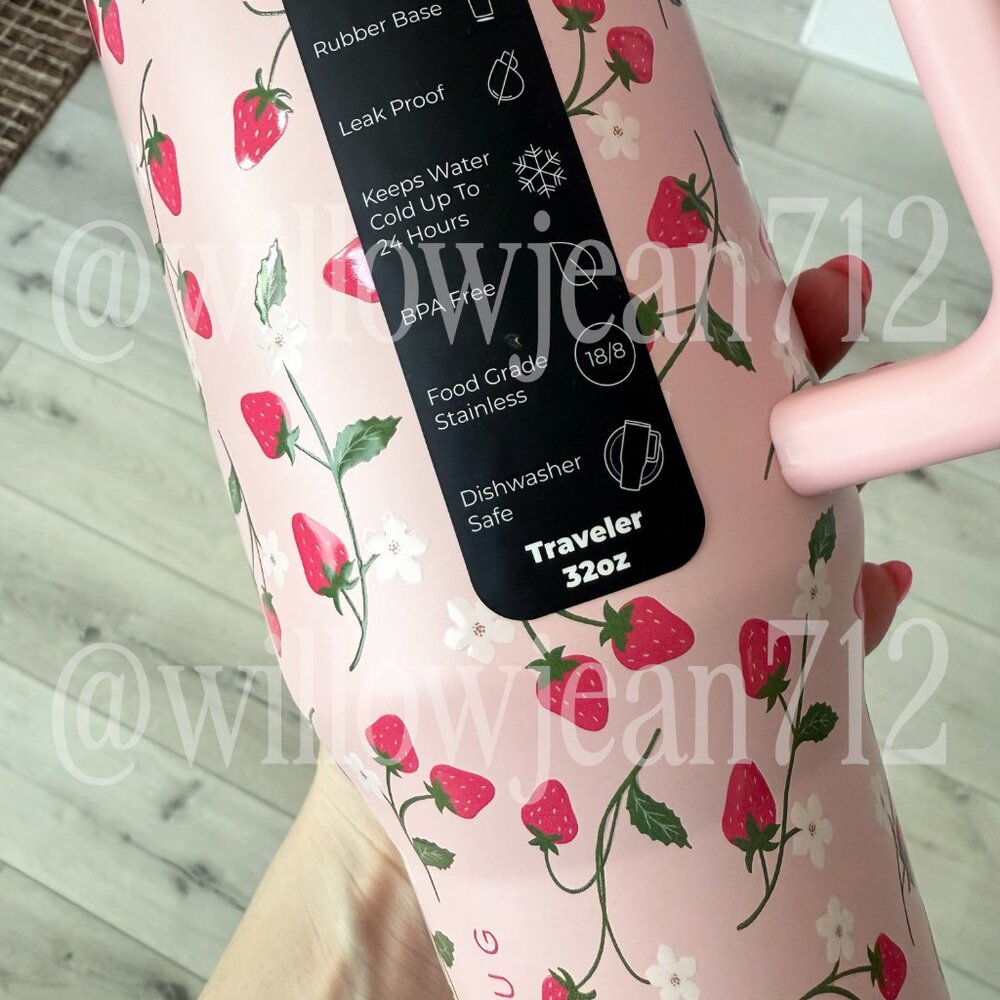 “Pink Strawberry" HydroJug 32 oz Traveler Tumbler - Limited Edition - Picture 3 of 6